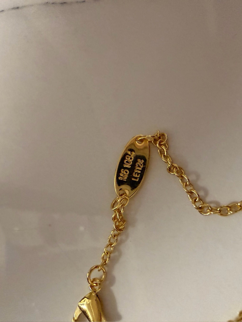 Gold LV Pendant Necklace with Crystal Accents - Women Jewelry - Picture 4 of 6